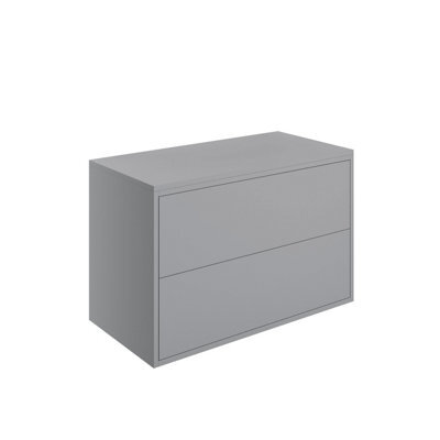 Grasmere Matt Grey Wall-Mounted 2 Drawer Bathroom Cabinet (H) 588mm (W) 905mm (D) 45.3Cm - image 1