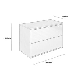 Grasmere Matt Grey Wall-Mounted 2 Drawer Bathroom Cabinet (H) 588mm (W) 905mm (D) 45.3Cm - thumbnail 2
