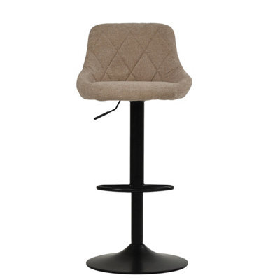 Lakeland Furniture Fleur Fawn Brown Fabric Black Gas Lift Base Bar Stool - image 1