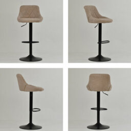 Lakeland Furniture Fleur Fawn Brown Fabric Black Gas Lift Base Bar Stool - thumbnail 2