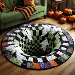 Amorly Halloween 3D Vortex Illusion Round Rug, Skeleton Hole Optical Illusion Area Rug, Non Slip Halloween Decor Floor Mat - thumbnail 1