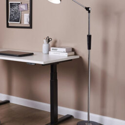 Beliani 169Cm Floor Led Lamp Silver Dimmable Cct Modern Home Office - thumbnail 1