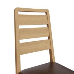 Fwstyle Set Of 2 Ready Assembled Dining Chairs Ladder Back Natural Oak Faux Leather Cushioned Seat (H) 100 (W) 46Cm (D) 56.5Cm - thumbnail 7