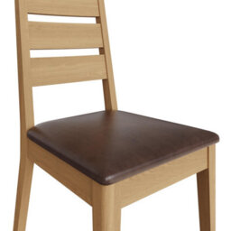 Fwstyle Set Of 2 Ready Assembled Dining Chairs Ladder Back Natural Oak Faux Leather Cushioned Seat (H) 100 (W) 46Cm (D) 56.5Cm - thumbnail 6
