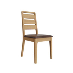 Fwstyle Set Of 2 Ready Assembled Dining Chairs Ladder Back Natural Oak Faux Leather Cushioned Seat (H) 100 (W) 46Cm (D) 56.5Cm - thumbnail 4