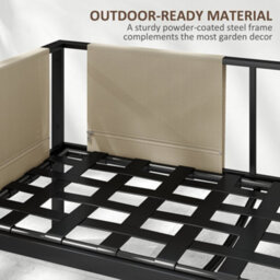 Outsunny 4 Piece Garden Sofa Set W/ Tempered Glass Coffee Table Khaki - thumbnail 7