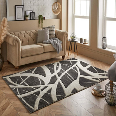Melrose Salerno Scribble Black White Abstract Design Medium Indoor Area Rug 120/170Cm - image 1