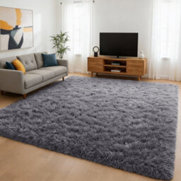 Aspire Homeware Non Slip Grey Shaggy Rug Soft Fluffy Washable, Living Room And Dining Room Rug, (L)230Cm X (W)160Cm - thumbnail 6