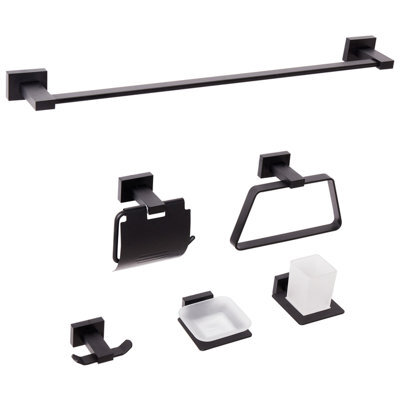 Beliani 6-Piece Bathroom Hardware Set Riohacha With Towel Bars And Hooks Black - image 1