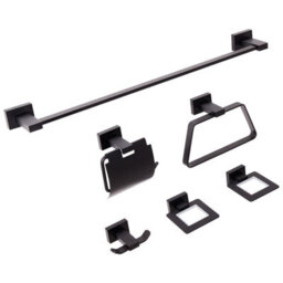 Beliani 6-Piece Bathroom Hardware Set Riohacha With Towel Bars And Hooks Black - thumbnail 4
