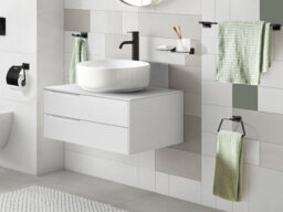 Beliani 6-Piece Bathroom Hardware Set Riohacha With Towel Bars And Hooks Black - thumbnail 2