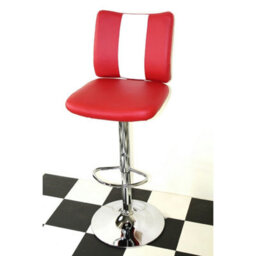 Tarina Retro Style Kitchen Breakfast Bar Stool American Diner Style Red Padded Seat Height Adjustable