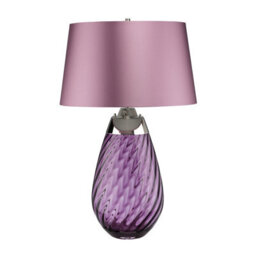 Elstead Lena 2 Light Large Plum Table Lamp, Plum-Tinted Glass , Heather Shade, E27 - thumbnail 3