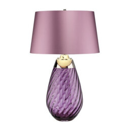 Elstead Lena 2 Light Large Plum Table Lamp, Plum-Tinted Glass , Heather Shade, E27 - thumbnail 4