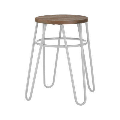 Orsina Grey Metal And Elm Wood Round Stool, Small Hairpin Stool, Versatile Metal Stool For Home, Office, Lounge - image 1