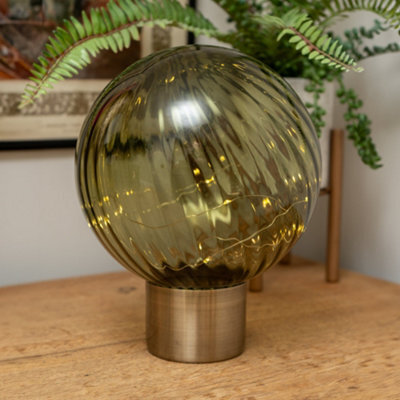 Madison & Mayfair Green Glass Ball Led Lamp With Bronze Base