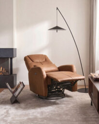 Beliani Rocking Electric Recliner Chair Kronos With Usb Port Swivel Faux Leather Brown - thumbnail 2