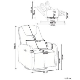 Beliani Rocking Electric Recliner Chair Kronos With Usb Port Swivel Faux Leather Brown - thumbnail 3