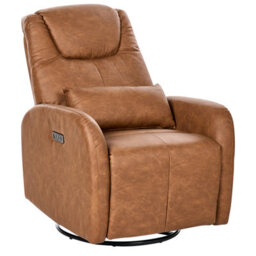 Beliani Rocking Electric Recliner Chair Kronos With Usb Port Swivel Faux Leather Brown - thumbnail 4
