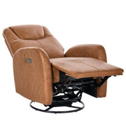 Beliani Rocking Electric Recliner Chair Kronos With Usb Port Swivel Faux Leather Brown - thumbnail 5