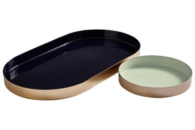 Orsina Elva Set Of Two Navy And Gold Trays - image 1