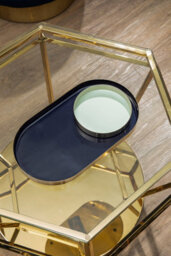 Orsina Elva Set Of Two Navy And Gold Trays - thumbnail 2