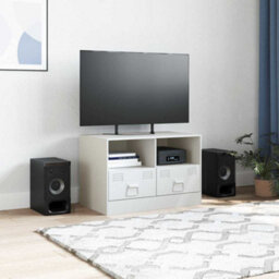 Berkfield Sturdy Tv Cabinet White 67X39X44 Cm Steel - thumbnail 3