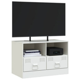 Berkfield Sturdy Tv Cabinet White 67X39X44 Cm Steel - thumbnail 4