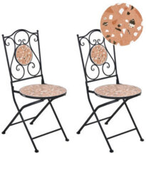 Beliani Black Metal Set Of 2 Garden Chairs With Terrazzo Ceramic Insets, Vintage Outdoor Dining Chairs - thumbnail 3