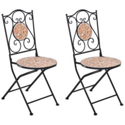 Beliani Black Metal Set Of 2 Garden Chairs With Terrazzo Ceramic Insets, Vintage Outdoor Dining Chairs - thumbnail 2