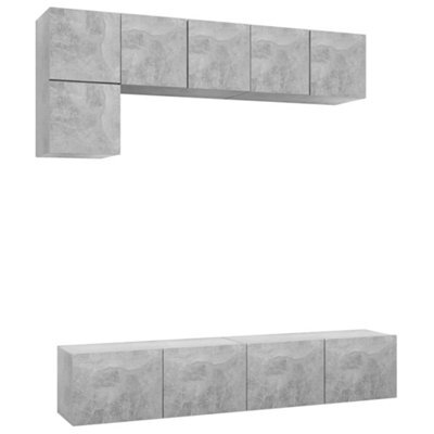 Berkfield Practical 5 Piece Tv Cabinet Set Concrete Grey Engineered Wood - image 1