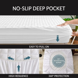 istyle mode Super King Elastic Quilted Fitted Mattress Protector, Mattress Cover Stretches Up To 30Cm Deep, Machine Washable Mattress Topper - thumbnail 4