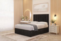 Somnior Beds Somnior Austin Divan Bed Set With Midnight Pocket Sprung Mattress And Headboard Black Plush - thumbnail 4