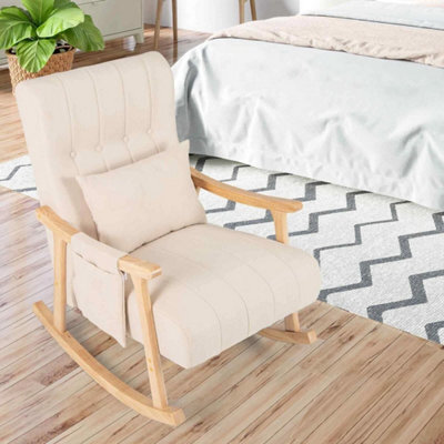 Solid Rubber Wood Frame Rocking Chair Glider Rocker - image 1