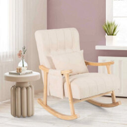 Solid Rubber Wood Frame Rocking Chair Glider Rocker - thumbnail 6