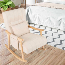 Solid Rubber Wood Frame Rocking Chair Glider Rocker - thumbnail 1