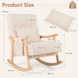 Solid Rubber Wood Frame Rocking Chair Glider Rocker - thumbnail 2