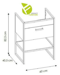 Impact Furniture Freestanding Bathroom Furniture Set Tall Cabinet 600mm Vanity Sink Unit Black Steel Industrial Frame Oak Finish Loft Brook - thumbnail 9