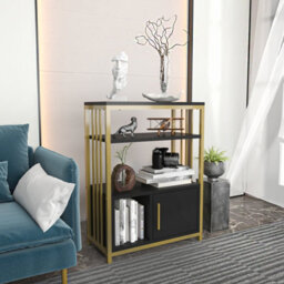 Decorotika Letos Bookcase Shelving Unit Anthracite & Gold - thumbnail 2