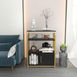 Decorotika Letos Bookcase Shelving Unit Anthracite & Gold - thumbnail 1