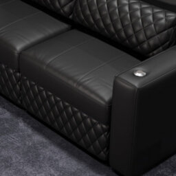 Valencia Pisa Top Grain Nappa 11000 Leather Lounge Sectional Three Seats Sofa With 2 Ottomans Black Removable Cushions - thumbnail 9