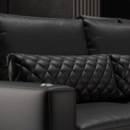 Valencia Pisa Top Grain Nappa 11000 Leather Lounge Sectional Three Seats Sofa With 2 Ottomans Black Removable Cushions - thumbnail 8