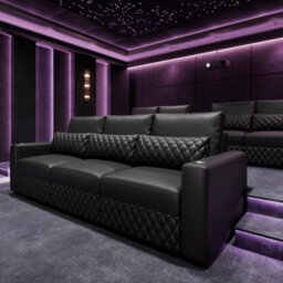 Valencia Pisa Top Grain Nappa 11000 Leather Lounge Sectional Three Seats Sofa With 2 Ottomans Black Removable Cushions - thumbnail 4