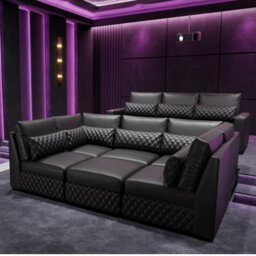 Valencia Pisa Top Grain Nappa 11000 Leather Lounge Sectional Three Seats Sofa With 2 Ottomans Black Removable Cushions - thumbnail 7