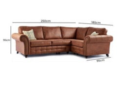 Oakland Suede Leather 2C1 Corner Sofa Brown - thumbnail 4