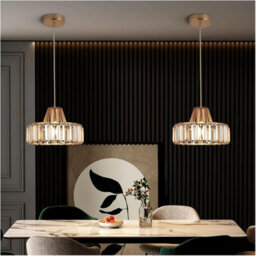 Nordic Crystal Pendant Lamp Gold Glass Pendant Light Luxury E26 - thumbnail 3