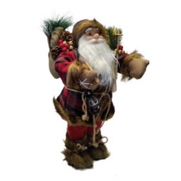Decoris Traditional Tartan Plush Santa Figurine Standing Father Christmas Decoration 45Cm - thumbnail 6