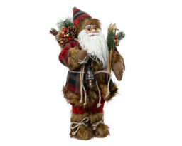 Decoris Traditional Tartan Plush Santa Figurine Standing Father Christmas Decoration 45Cm - thumbnail 2