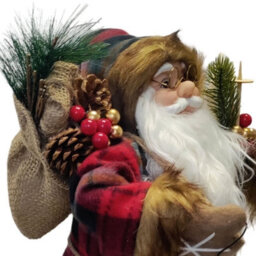 Decoris Traditional Tartan Plush Santa Figurine Standing Father Christmas Decoration 45Cm - thumbnail 4