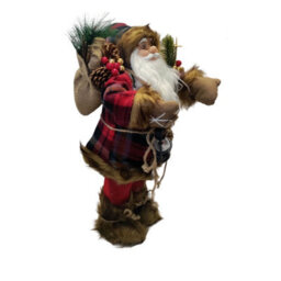 Decoris Traditional Tartan Plush Santa Figurine Standing Father Christmas Decoration 45Cm - thumbnail 3